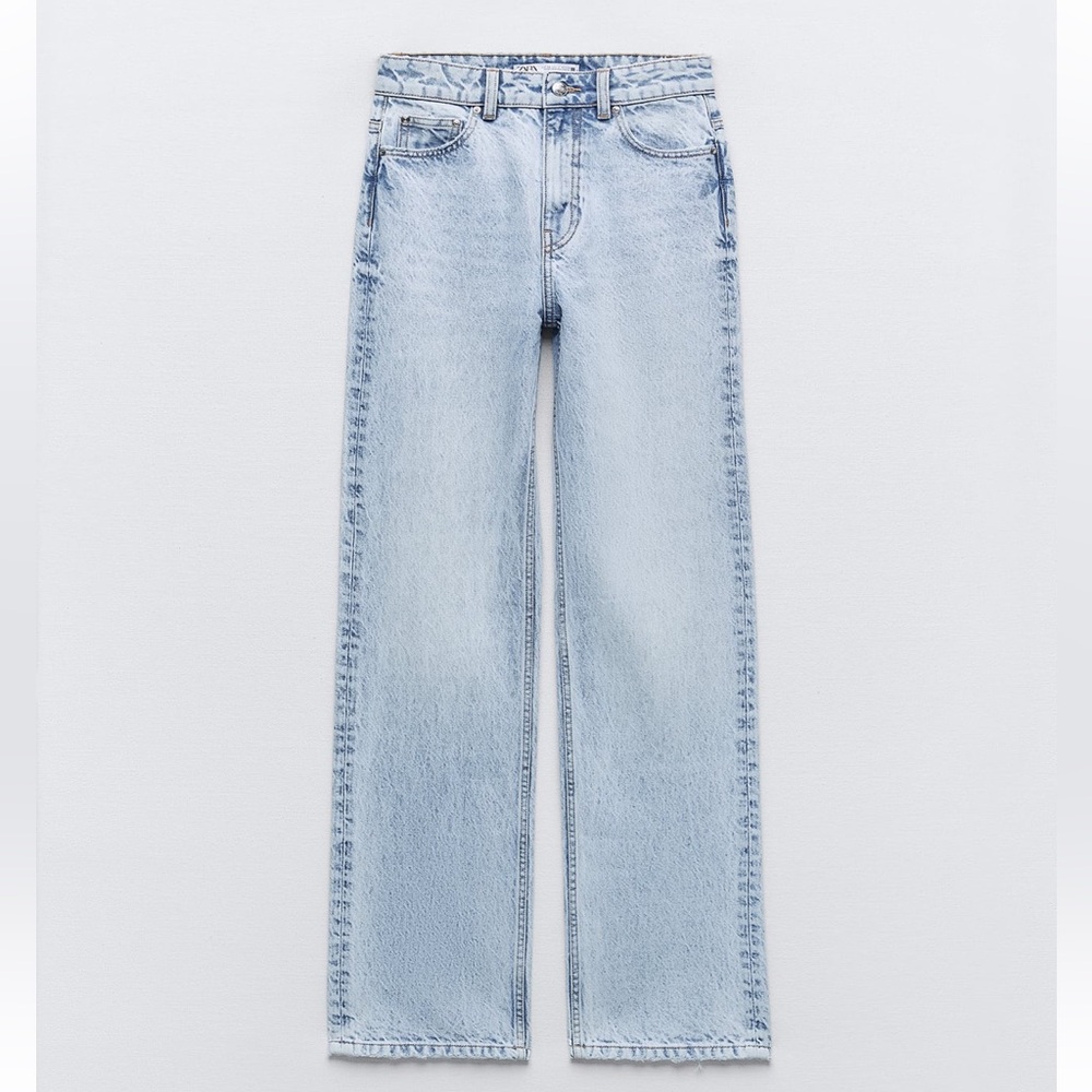 Zara high rise straight jeans